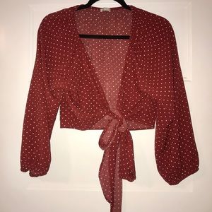 Red and white polka dot blouse!